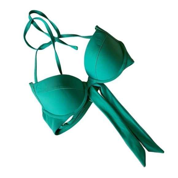 3x25* Aerie Push up Underwire Swim Top Teal Aqua Adjustable Back Tie - Picture 6 of 13